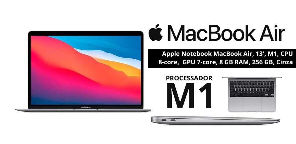 Apple MacBook Air, 13p, M1, CPU 8‑core,  GPU 7‑core, 8 GB RAM, 256 GB 